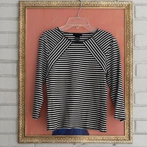 Vintage 90s The Limited 100% Cotton Black and White Striped Top - Made in USA